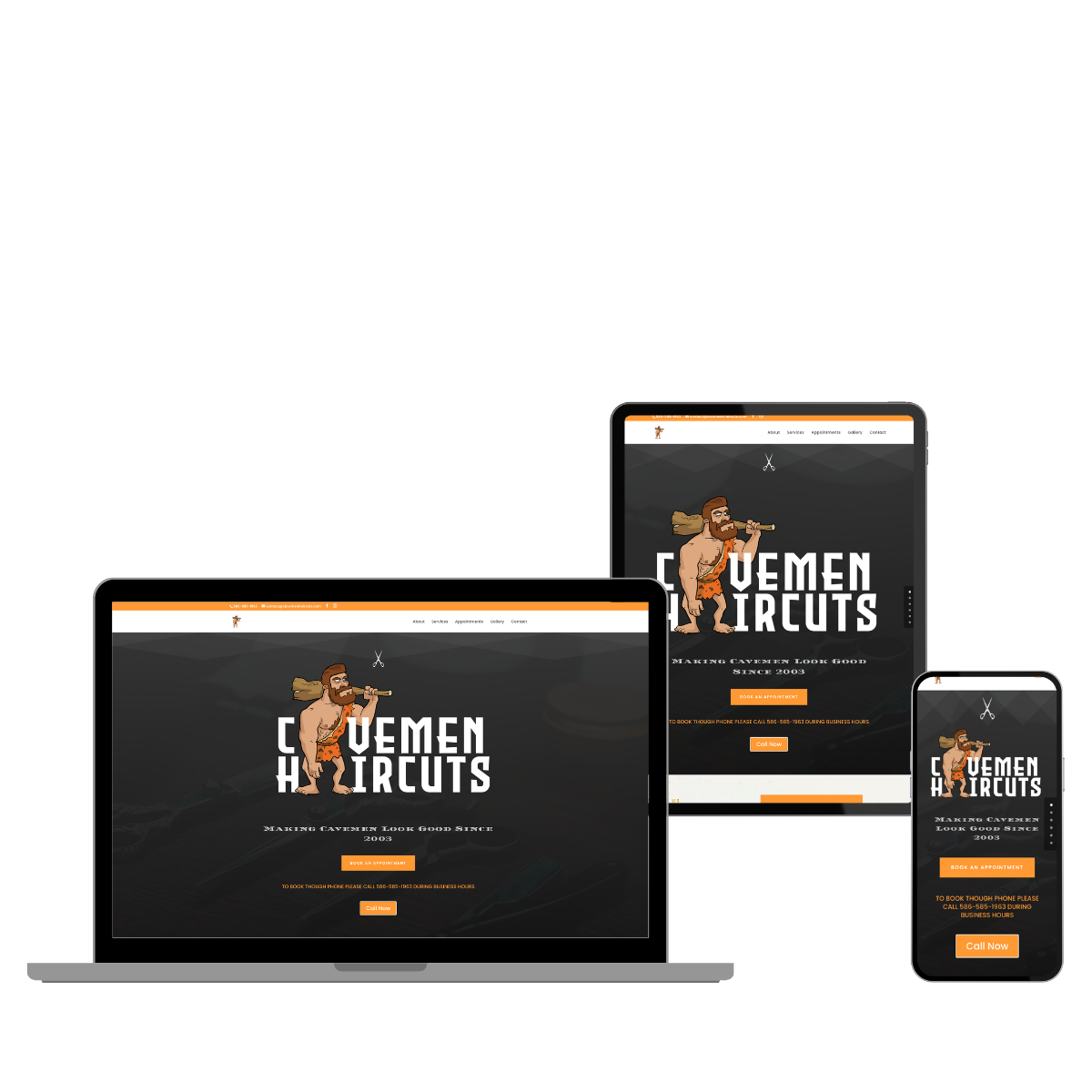 Website Mockups - Cavemen Haircuts